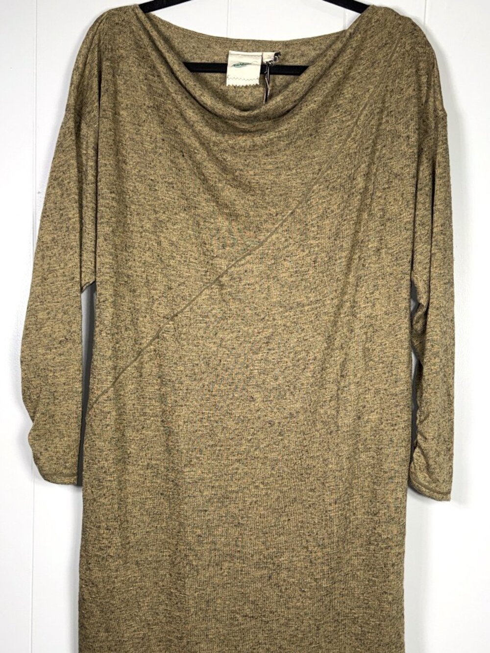 Nurture Anthropologie Sahara Beige Linen Blend Neutral Cowl Neck Tunic Dress M